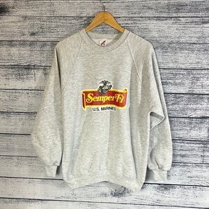 Vintage Marines Semper Fi Jerzees USA Made Crew Neck Sweater